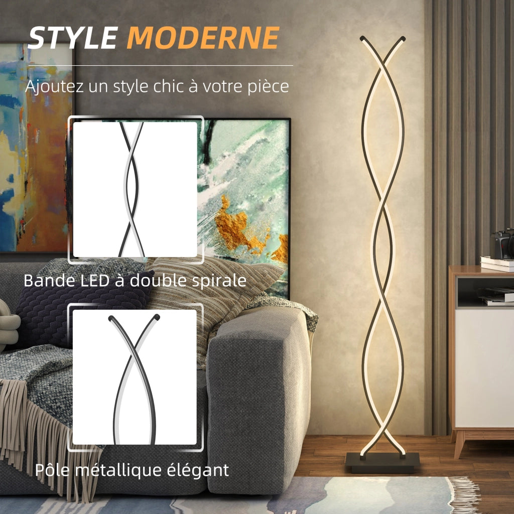 Lampada da terra per soggiorno con 3 livelli di luminosit¨¤ ¨C zephmum ¨C nero