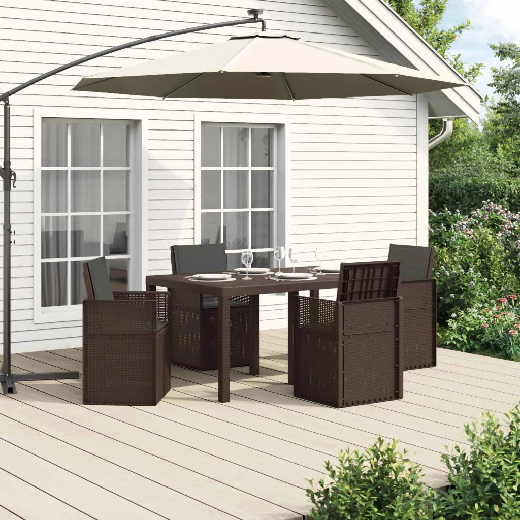 Set da Pranzo per Giardino 5 pcs Marrone e Antracite PP