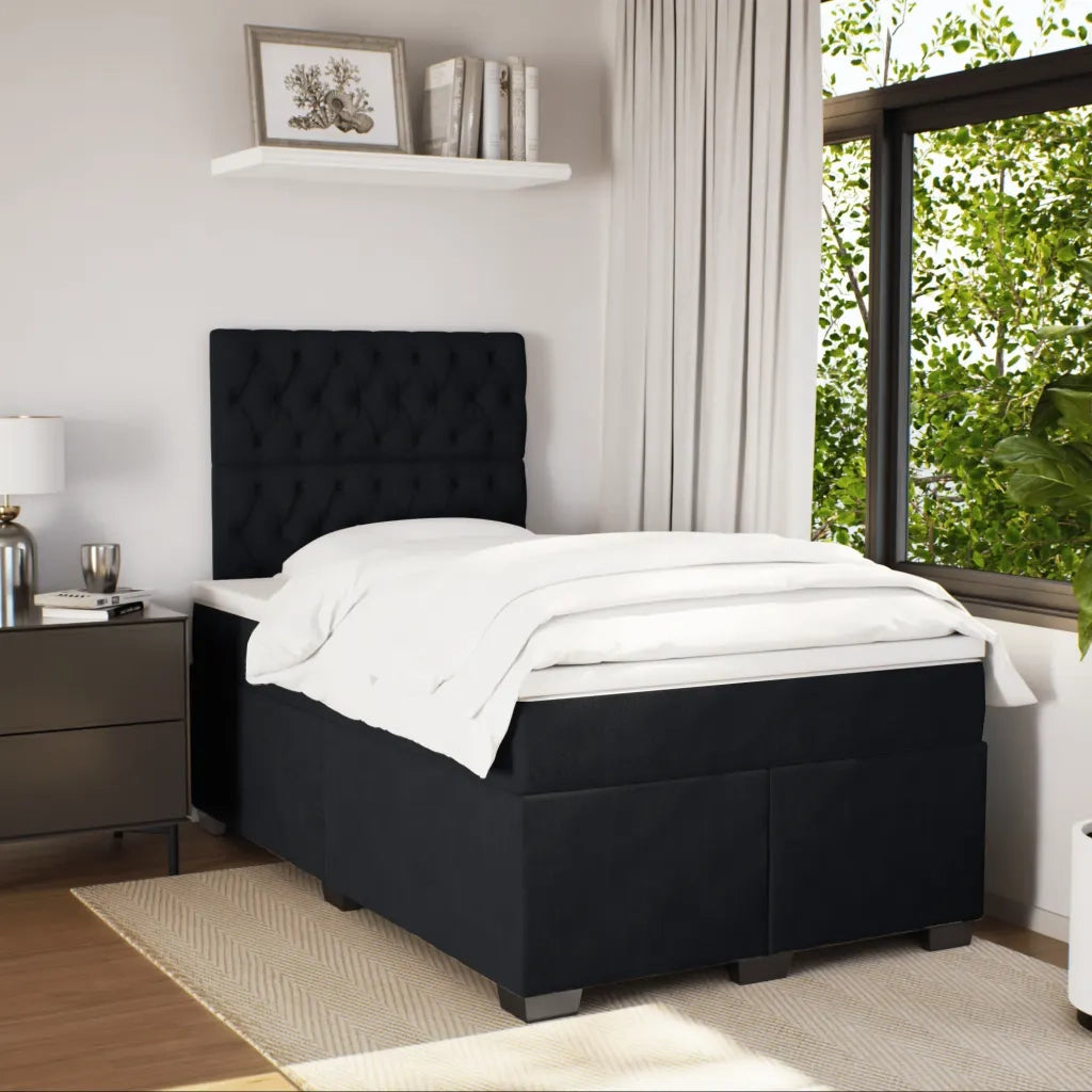 Giroletto a Molle con Materasso Nero 120x200 cm in Velluto 3290890