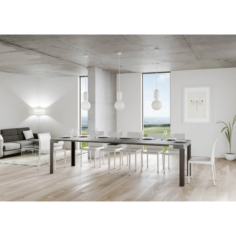Consolle allungabile 90x40/300 cm Linea telaio Antracite - Cemento