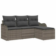Set Divano da Giardino 4 pz | Set Salotto da Giardino Grigio polyrattan