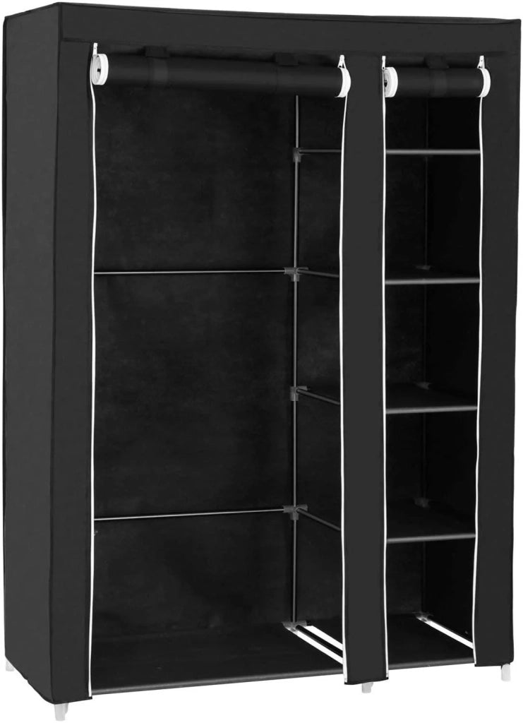 Armadio pieghevole porta abiti tela 175 cm nero 12_0000198