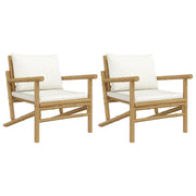 Sedie da Giardino 2 pz | Sedie da Esterno con Cuscini Bianco Crema in Bamb¨´