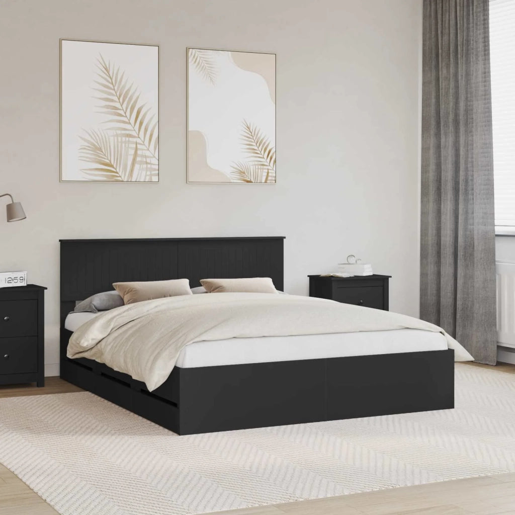 Struttura del letto-Giroletto Nero 160 x 200 cm Legno Ingegnerizzato 352614