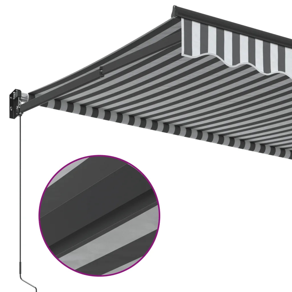 Tenda retrattile-Tenda parasole per balcone Antracite e Bianca 3,5x2,5m Tessuto/Alluminio 742219