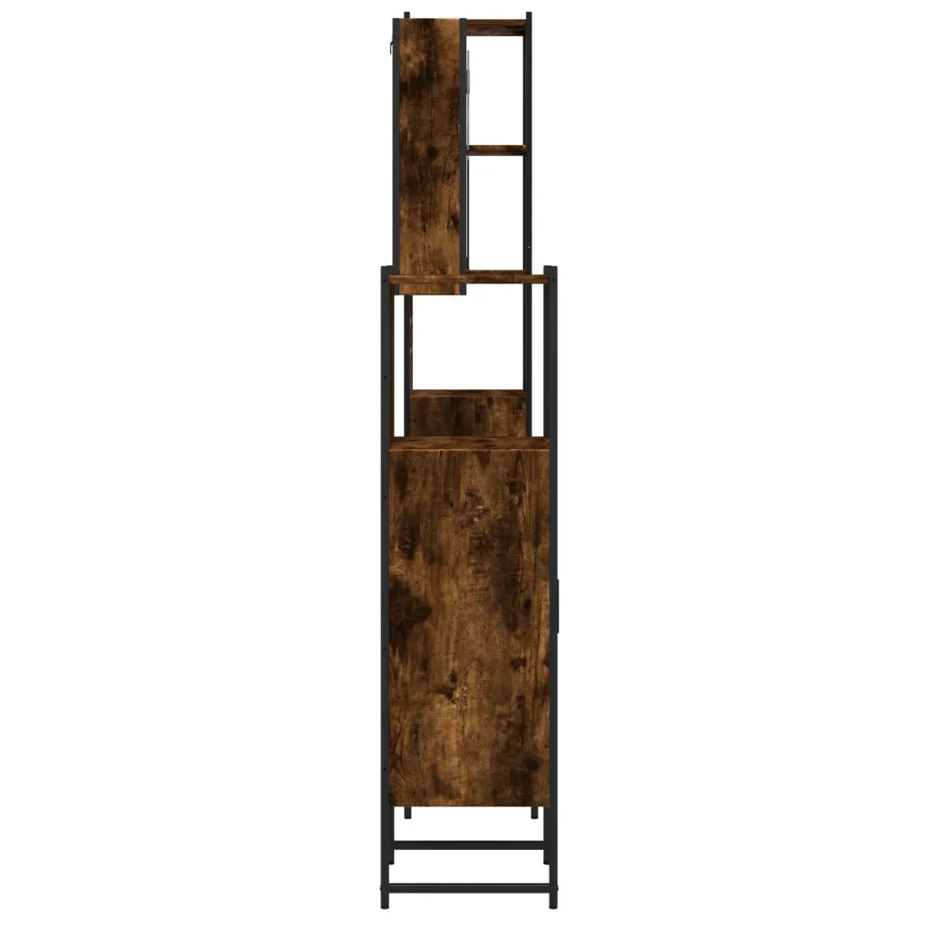 Set Mobili da Bagno | Armadio da bagno 4 pz Rovere Fumo in Legno Multistrato
