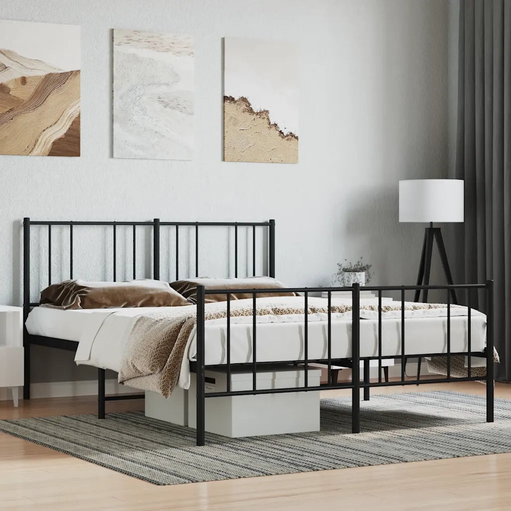 Giroletto con Testiera e Pediera-Struttura Letto Metallo Nero 120x200 cm 857936