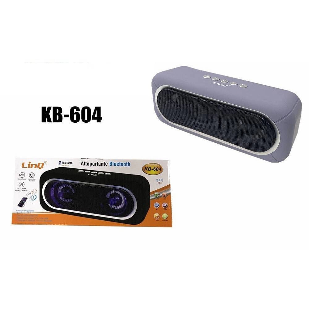 Trade Shop - Cassa Speaker Altoparlante Bluetooth Radio Fm Microsd Usb Aux Tf Luce Led Kb-604 -