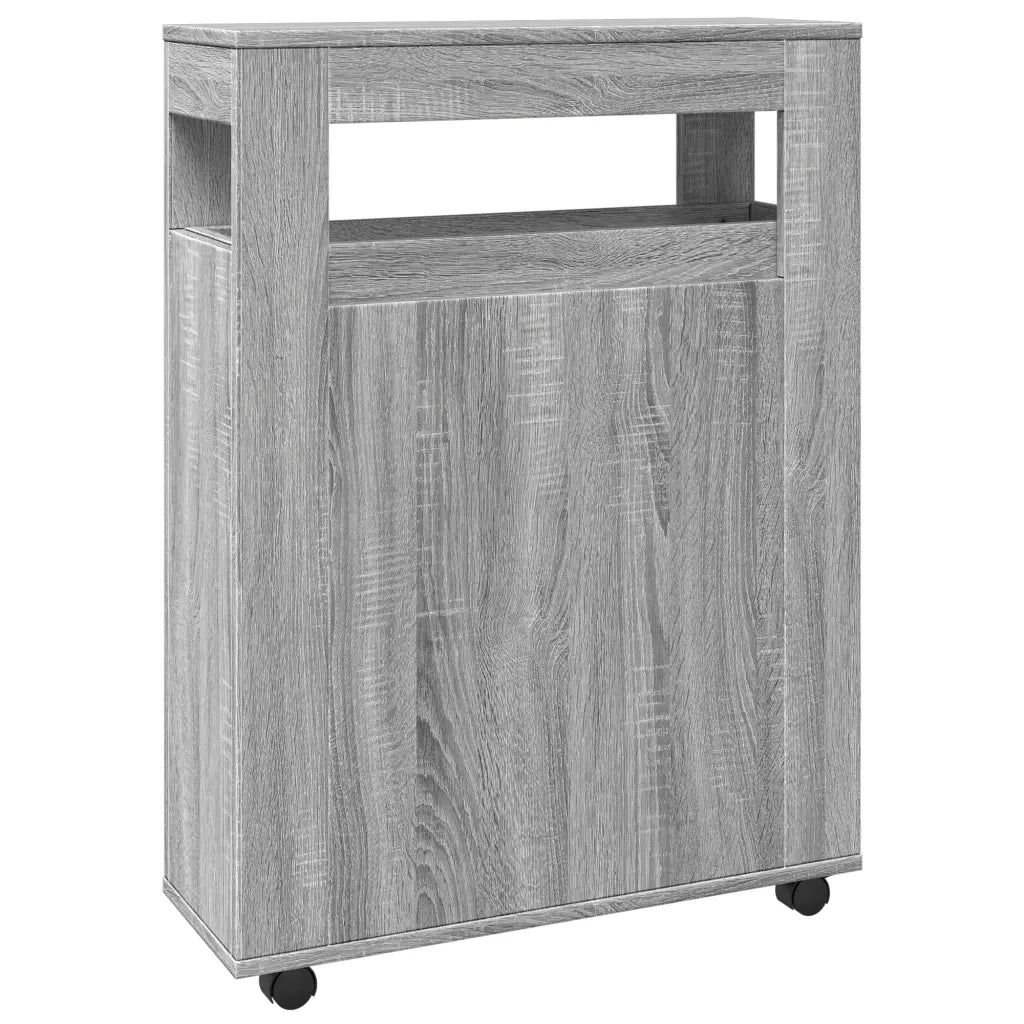 Mobile da Bagno Stretto con Ruote Grigio Sonoma in Truciolato