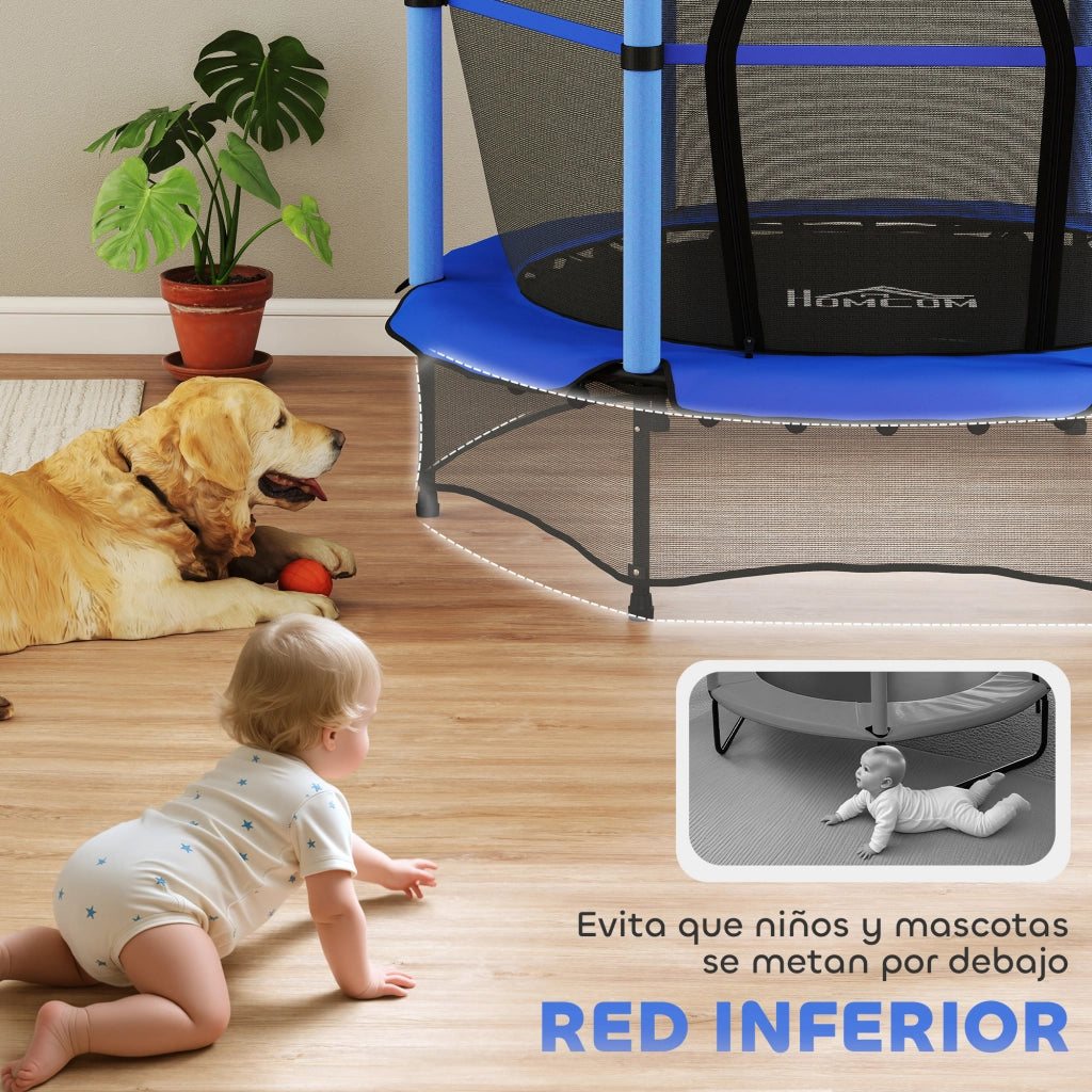 Trampolino Bambini ?140 cm ¨C zephmum ¨C Blu Nero con Rete di Sicurezza