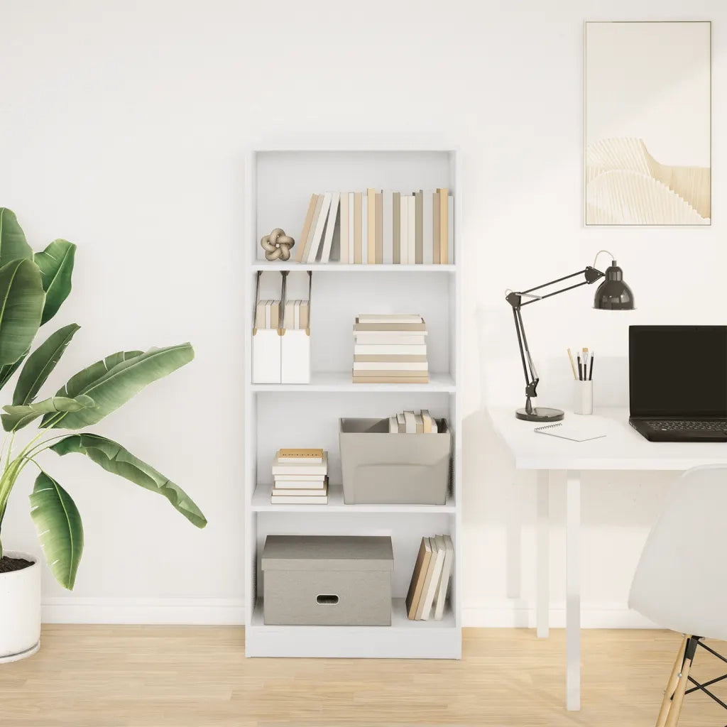 Libreria Bianca 60x24x143 cm in Legno Multistrato 857812