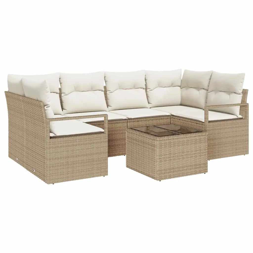 Set Divano da Giardino con cuscino 7 pcs Beige e Crema 3354950