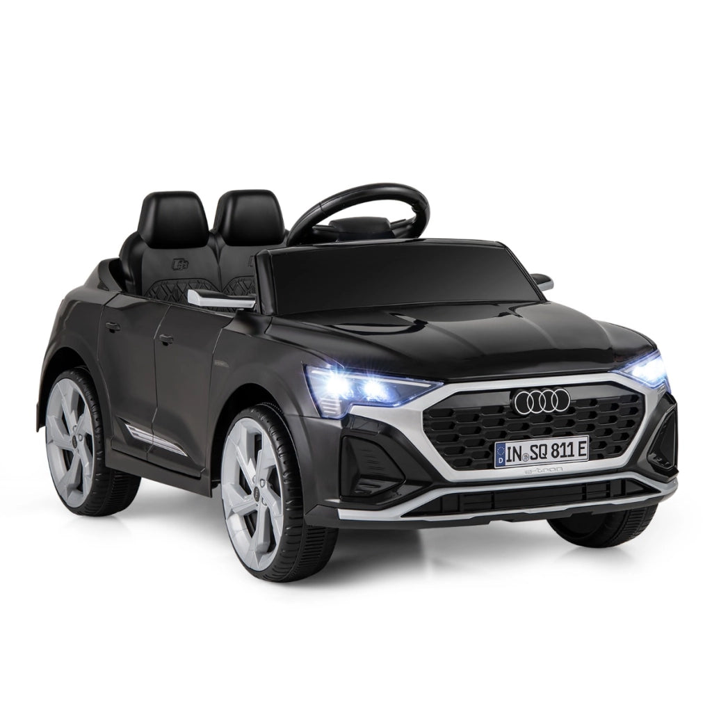 Auto elettrica per bambini audi sq8 licenziata, Veicolo 12V con telecomando clacson luci LED musica e 3 velocit¨¤ Nero-Macchinine giocattoli