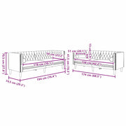 Set di divani 2 pcs Grigio scuro Velluto