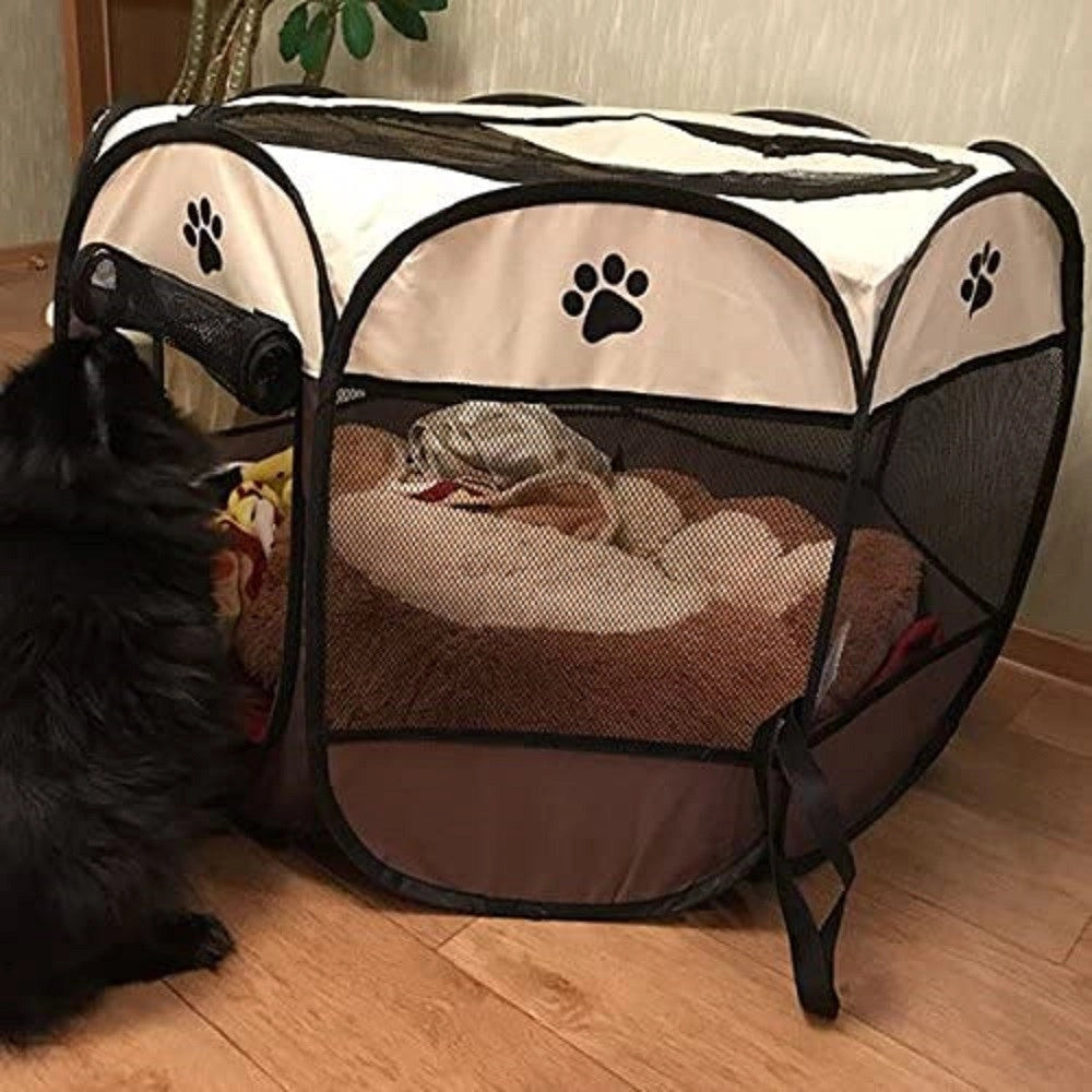 Trade Shop - Tenda Da Campeggio Pieghevole Per Animali Gabbia Per Cani Cucce Ottagono 75x75cm -