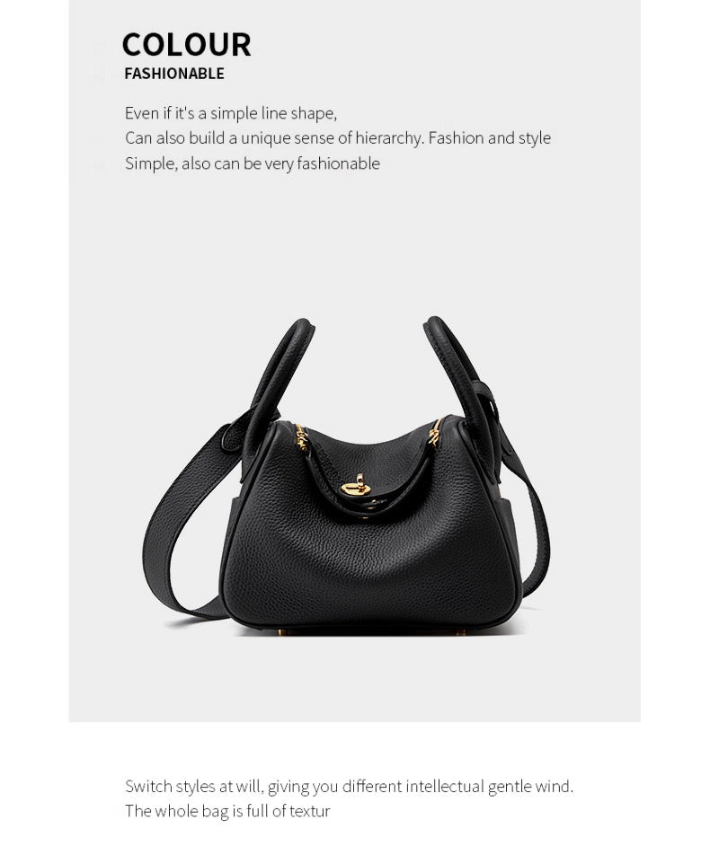 Mini borsa a tracolla Lindy in vera pelle, piccola borsa nera