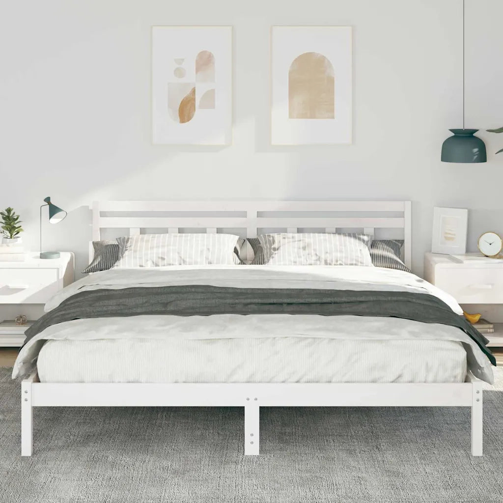 Struttura del letto Bianco 200 x 200 cm Pino massello 872360