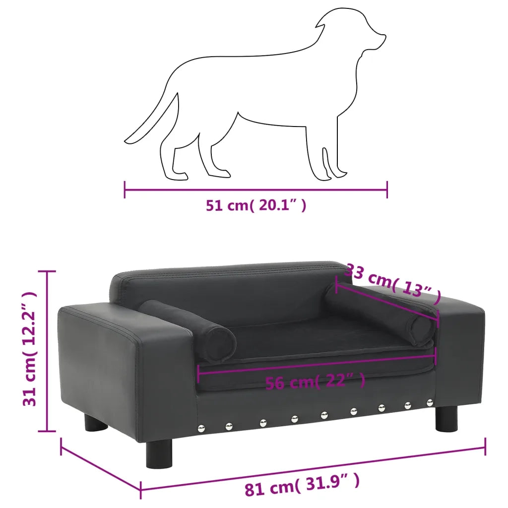 Divano per Cani Grigio Scuro 81x43x31cm in Peluche e Similpelle CFW5302000