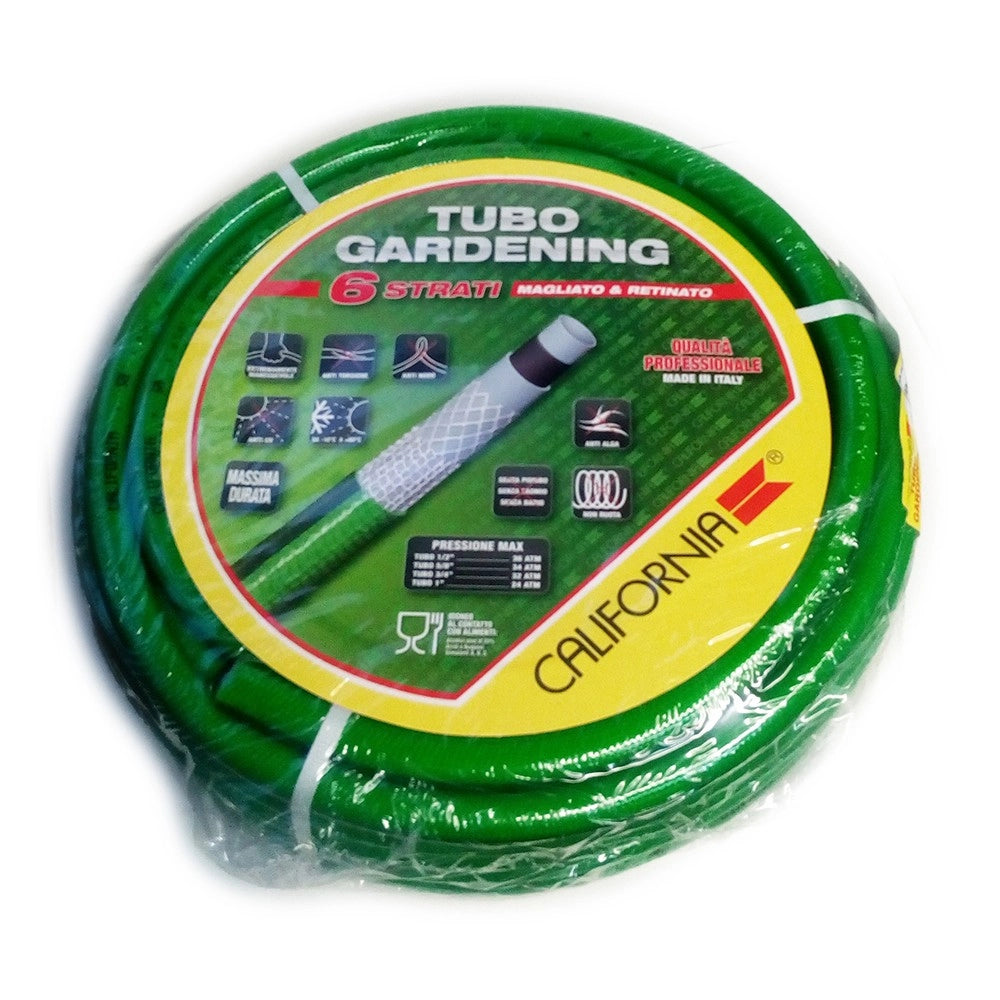Saratoga tubo magliato retinato da giardino 6 strati da 1/2” x 25 mt resiste a 34 bar