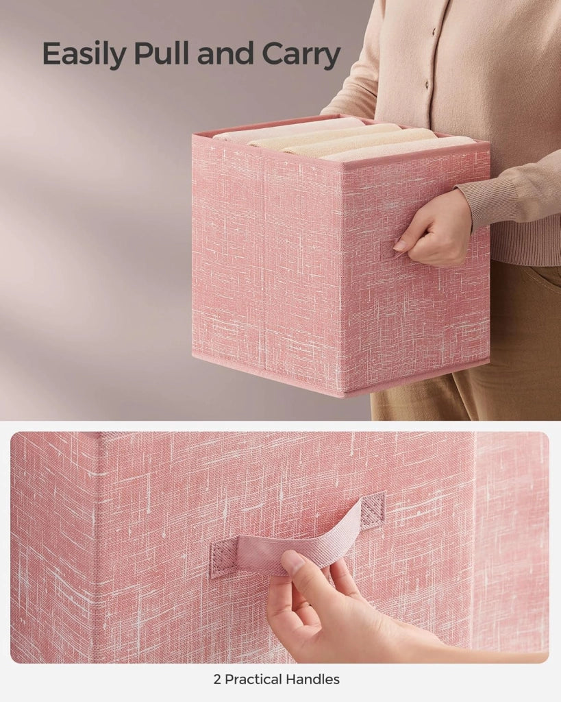 Set di 8 cubi portaoggetti in tessuto non tessuto con doppi manici da 27,9 cm, organizer per armadio, per mensole, pieghevoli, per vestiti, rosa gelatina UROB826R01