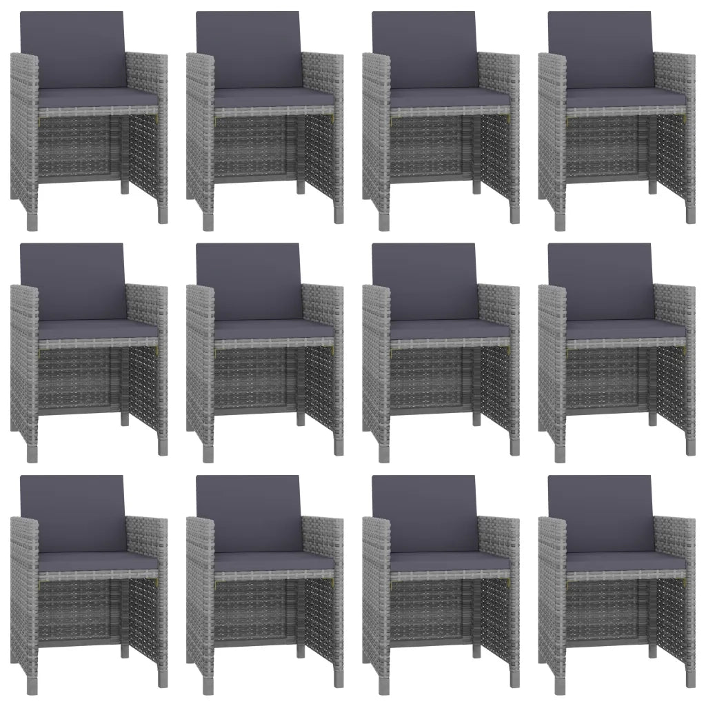 Set da Pranzo da Giardino 13 pz e Cuscini Polyrattan Antracite cod mxl 35361