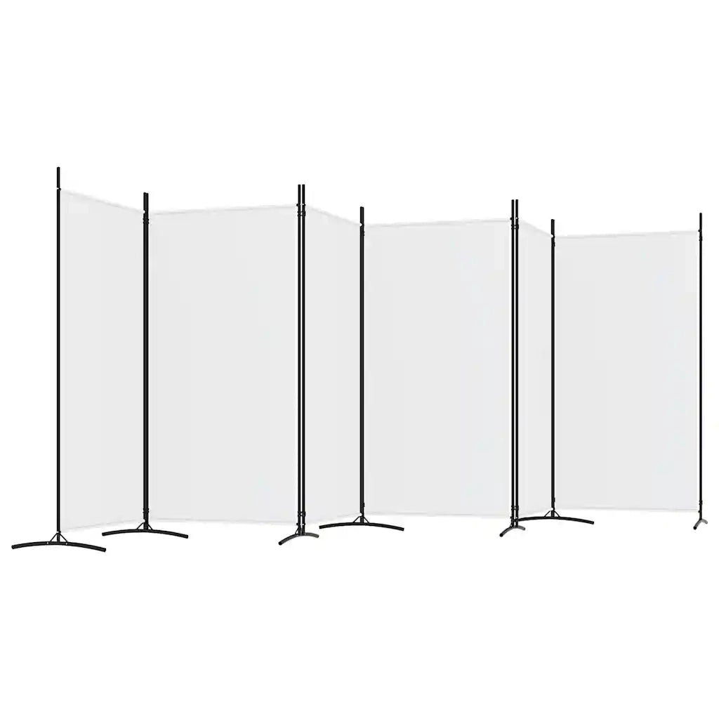 Divisorio Ambienti | Divider per stanze | Paravento a 6 Pannelli Bianco 520x180 cm Tessuto