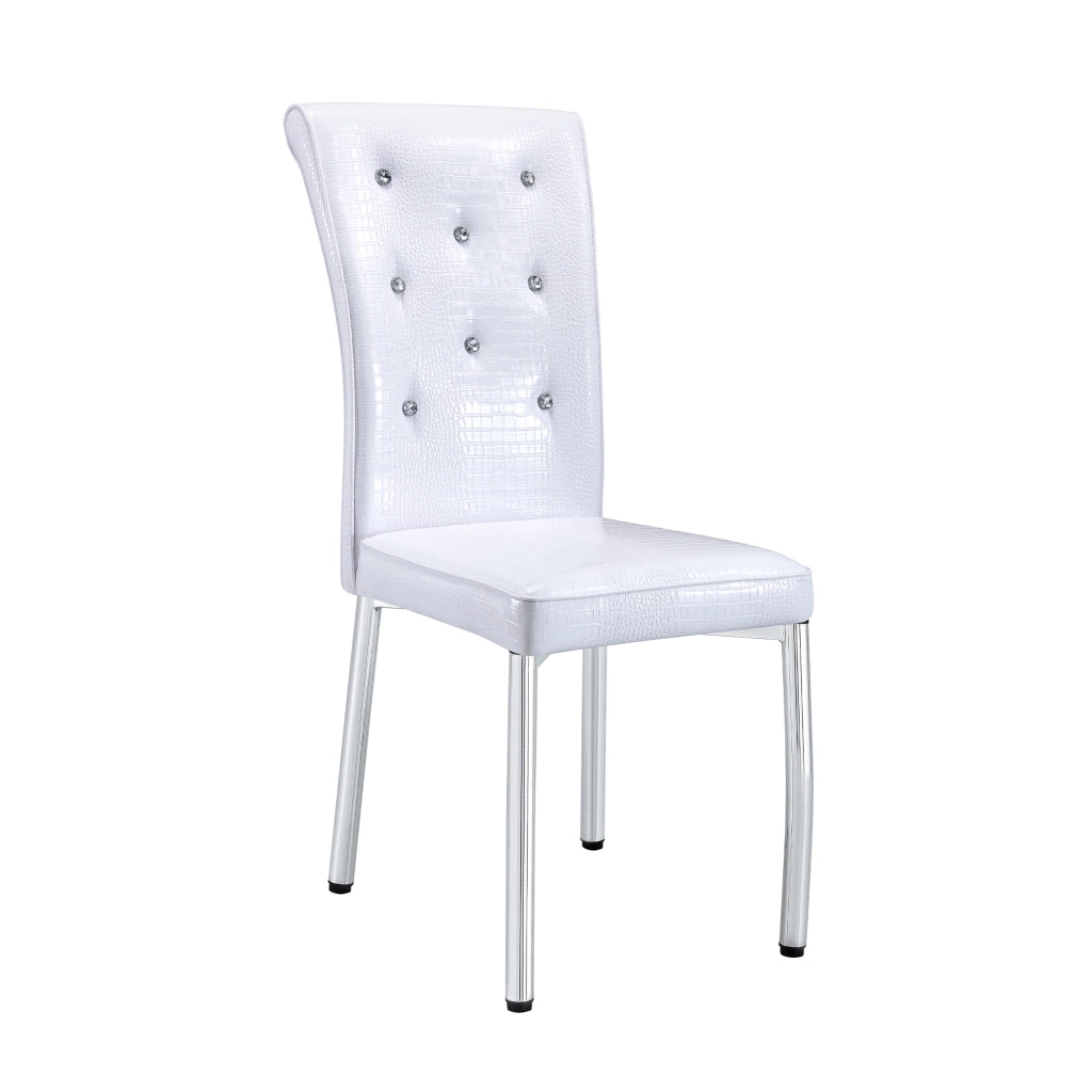 Set da pranzo con tavolo in vetro temperato e 4 sedie imbottite facile da pulire stabile metallo e pvc bianco
