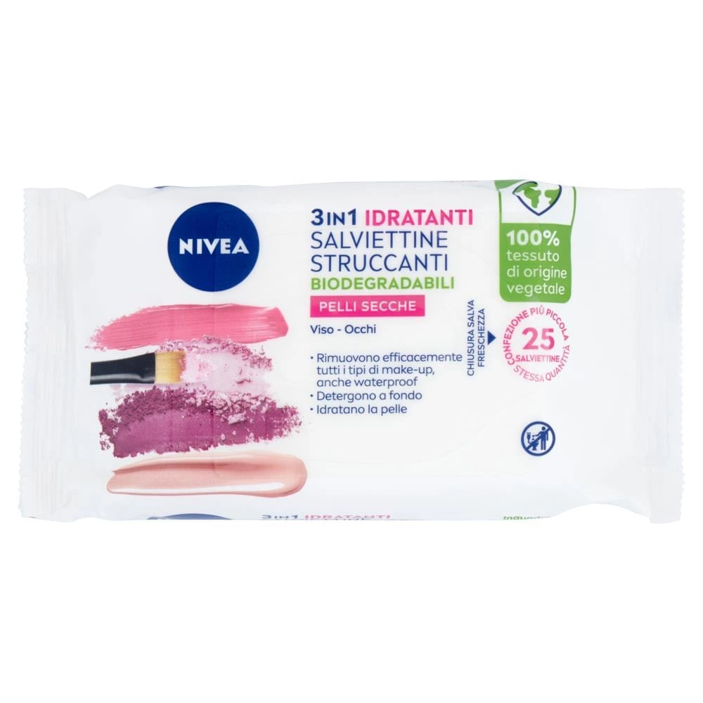 NIVEA VISAGE SET 25 SALVIETTE STRUCCANTI IN CONFEZIONE DA 25PZ PELLI SECCHE