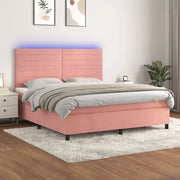 Letto a Molle con Materasso e LED Rosa 180x200 cm in Velluto 3136202