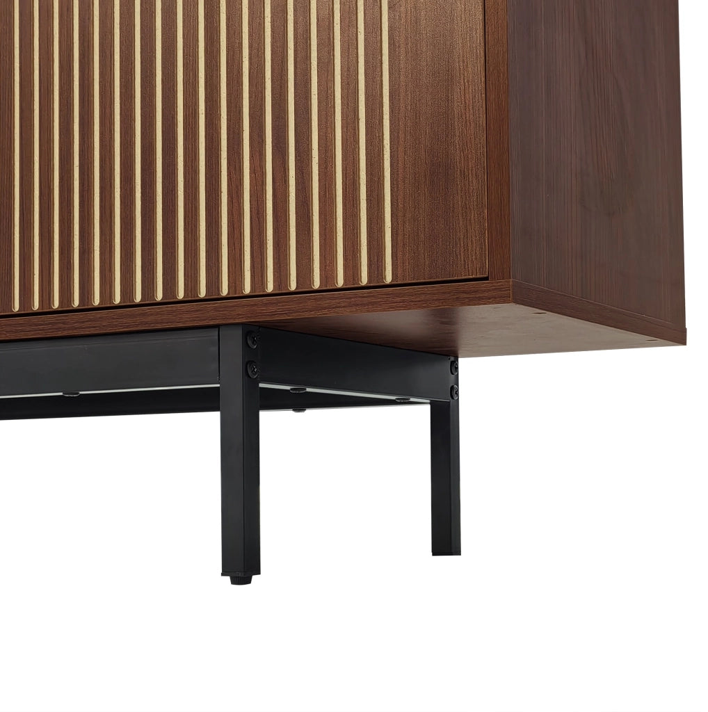 Mobile TV 200x35x53 cm con LED via Bluetooth e app in MDF e truciolare nero e marrone noce