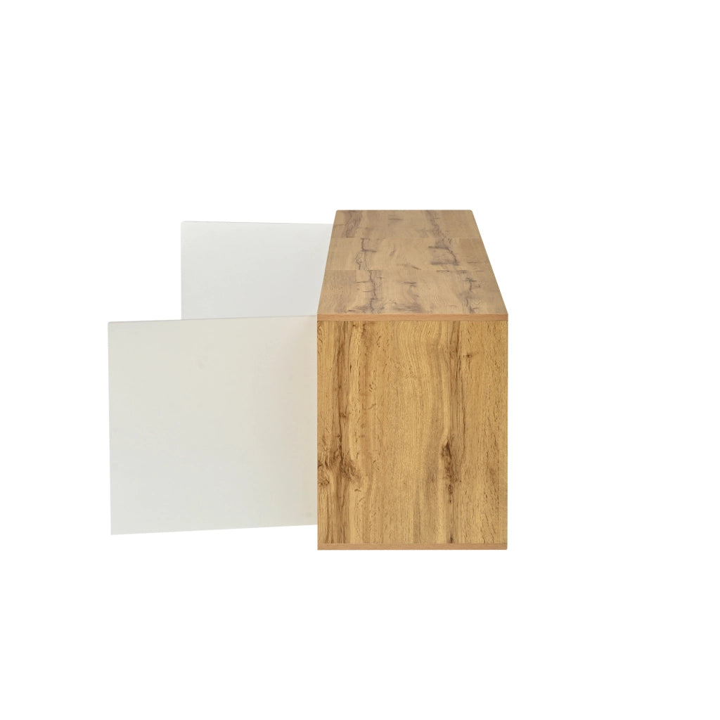 Mobile TV con LED Bluetooth; 2 ante e 1 cassetto; 180 x 40 x 51 cm; bianco e effetto legno