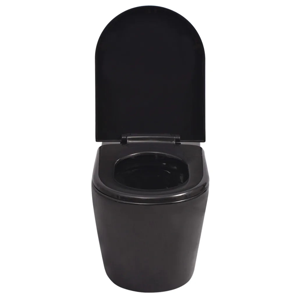 WC a Muro con Sciacquone Nascosto in Ceramica Nera