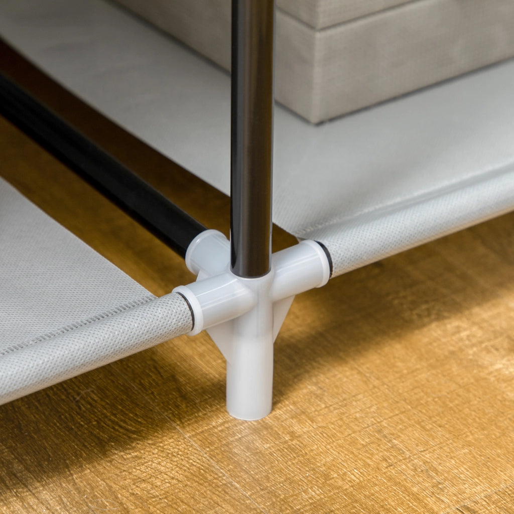 Armadio guardaroba in tessuto grigio con 1 barra appendiabiti e 6 ripiani, 103x43x162,5 cm