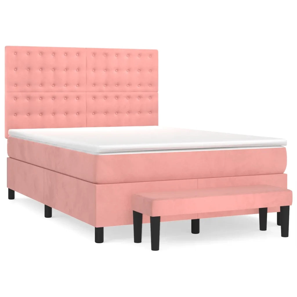 Giroletto a Molle con Materasso Rosa 140x190 cm in Velluto 3138084