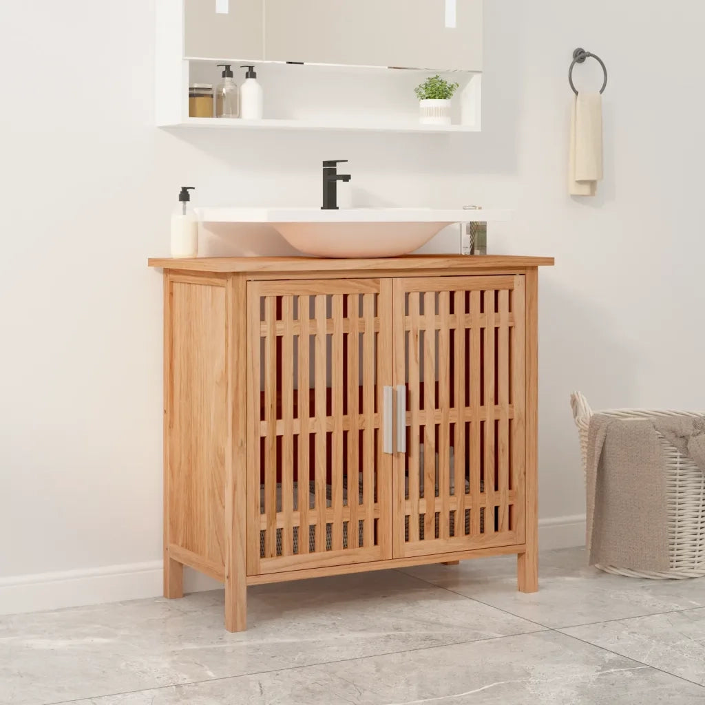 Mobile Lavabo da Bagno-Armadietto da bagno 66x29x61,5cm Legno Massello di Noce