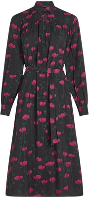 Abito da donna elegante con disegno fiorale - Blouse - Lunghe maniche - Cintura con bottone - Viscosa duratura - Stile eterno