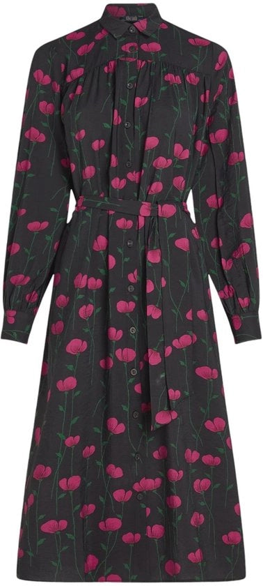 Abito da donna elegante con disegno fiorale - Blouse - Lunghe maniche - Cintura con bottone - Viscosa duratura - Stile eterno