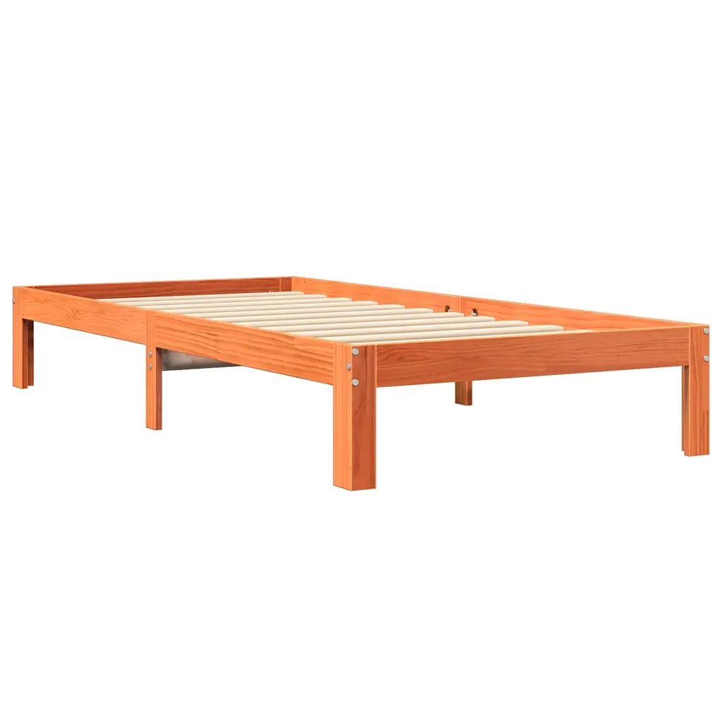 Letto Libreria senza Materasso Marrone Cera 90x190 cm in Pino 3324405