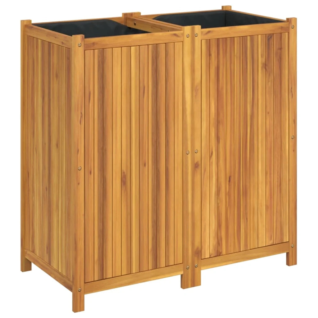 Aiuola rialzata/fioriera con rivestimento 100 x 50 x 100 cm legno massello di acacia marrone 02_0038118