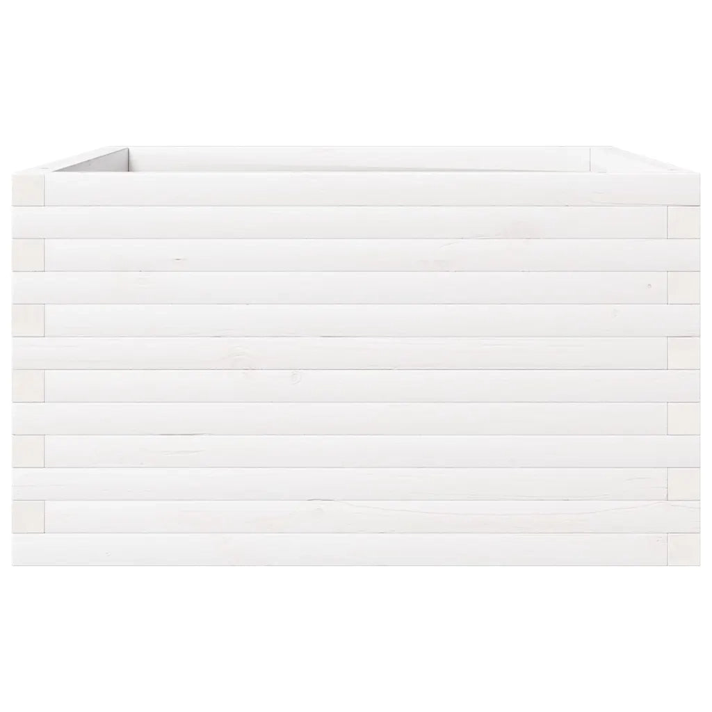 Fioriera da Giardino-Vaso da Esterno Bianca 80x80x46 cm Legno Massello di Pino