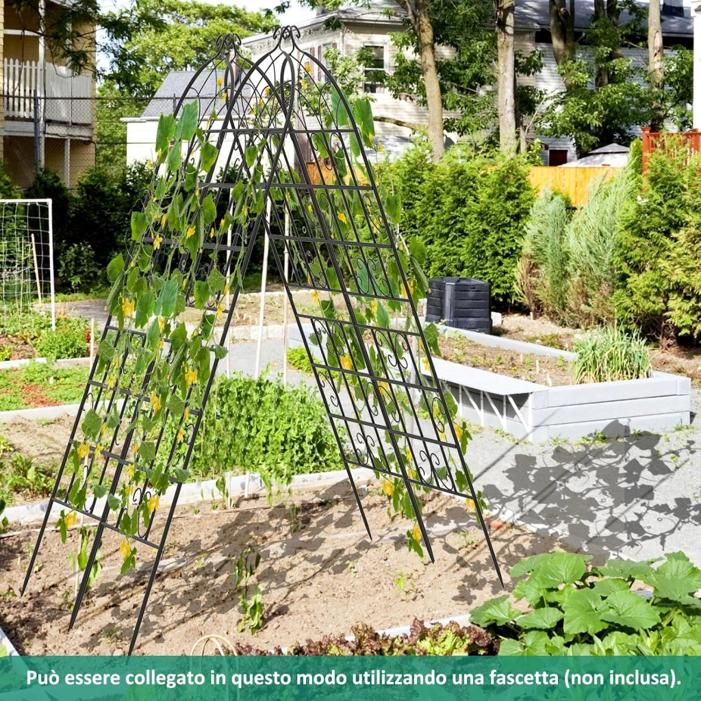 Traliccio da Giardino in Metallo 180 x 50 CM, Set di 2/4 Pannelli di Recinzione da Esterno per Piante Rampicanti, Decorazione Esterna per Giardino, Cortile e Patio (2 Pannelli)