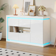 MADIA LED 140x40x84 cm Bianca in truciolare con 3 ante