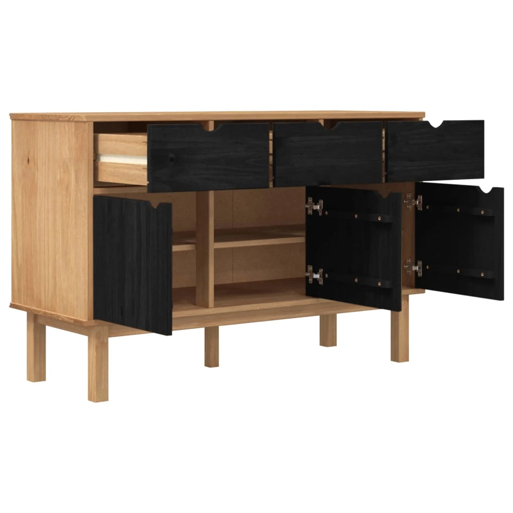 Credenza | Madia | Buffet da pranzo | Armadio da pranzo OTTA Marrone e Nero 114 x 43 x 73,5 cm