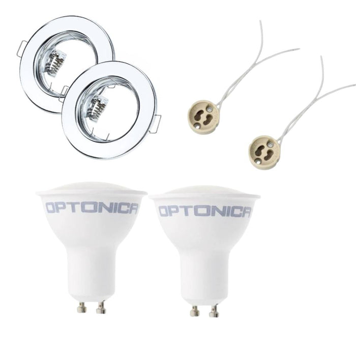 Kit incasso faretti led gu10 con portalampada e supporti tondi per interno