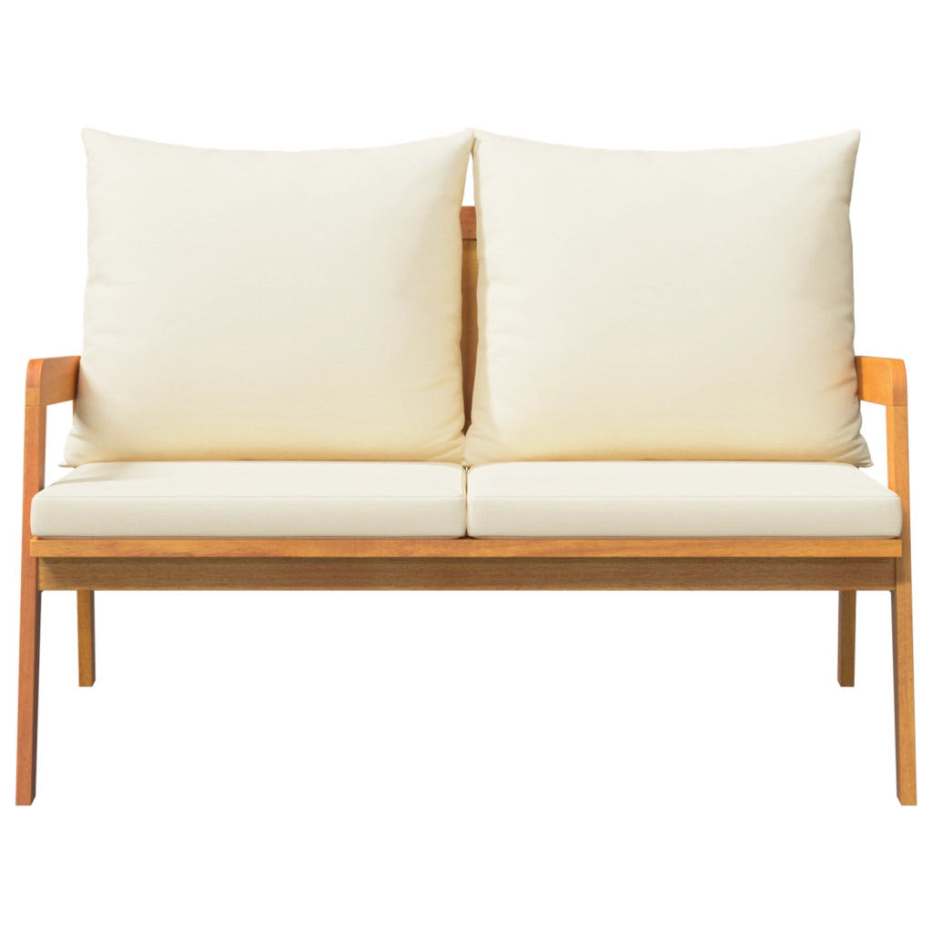 Panca da Giardino con Cuscini 115x65x71 cm Legno Massello di Acacia
