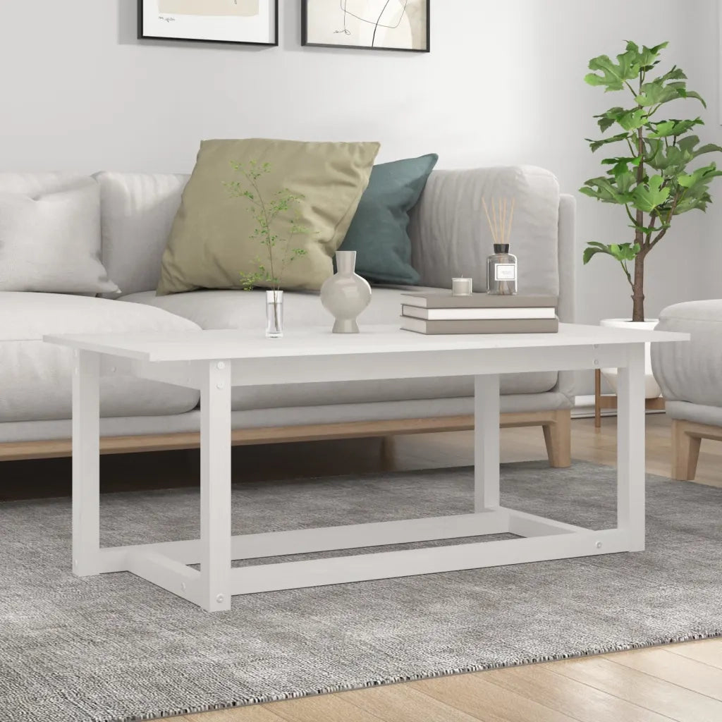 Tavolino da salotto | Tavolino da caff¨¨ | Tavolino da Soggiorno Bianco 110x55x45 cm Legno Massello di Pino