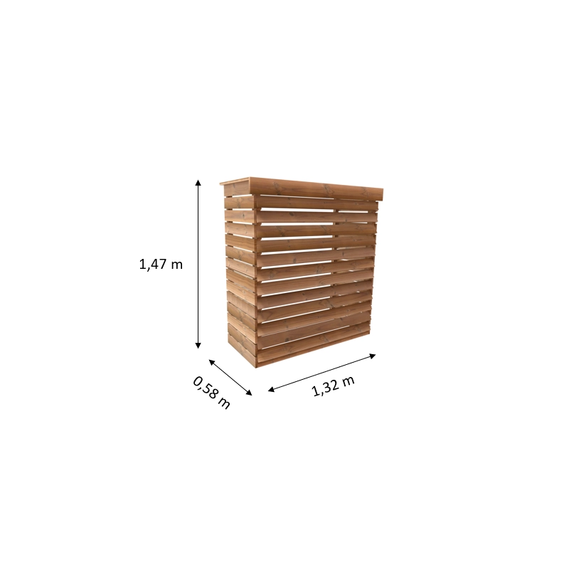 Copertura copri condizionatore XL 132x58x147 cm – Abete termotrattato con lamelle fisse – Uso esterno parete – CC1306XLVF Foresta