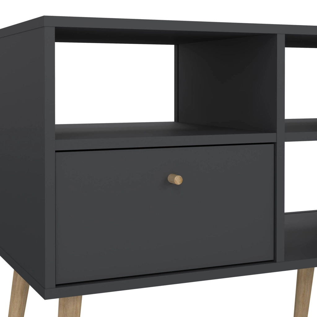 Mobile porta TV Conte, Credenza da soggiorno, Armadio basso per TV, Base parete attrezzata, 117x39 h61 cm, Grigio