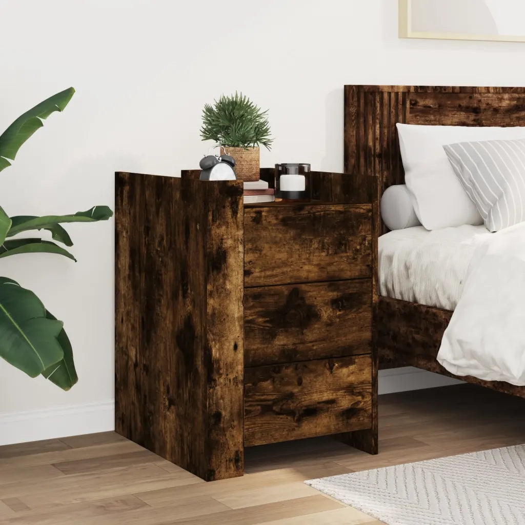 Comodino-Tavolino da notte Rovere Fumo 45x50x65 cm in Legno Multistrato
