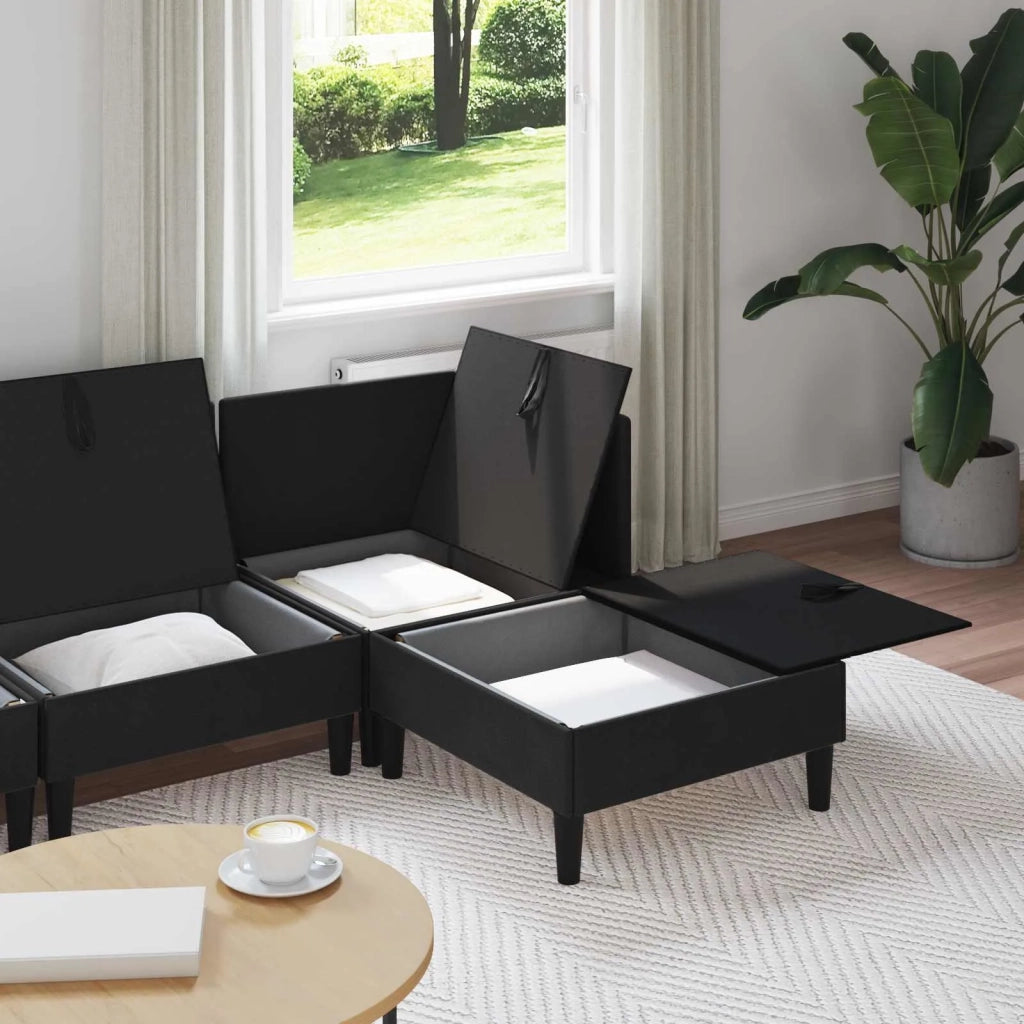 Set di mobili per il soggiorno 4 pcs Nero Tessuto